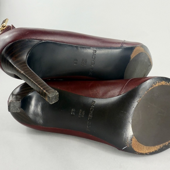 RACHEL ZOE BURGUNDY LEATHER ANKLE STRAP HEELS - Picture 7 of 9